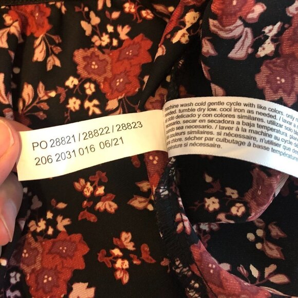 ELOQUII ELEMENTS Peplum Blouse Women's Size 22 Pink Black Floral Faux Wrap - Picture 10 of 11